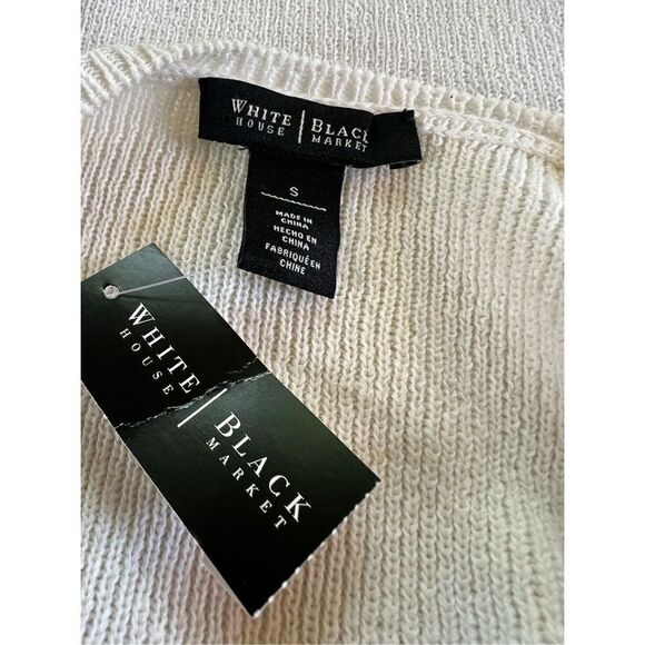 New White Black House Market WHBM Top White Knit Tank Tie Side NWT Size S - Picture 5 of 6
